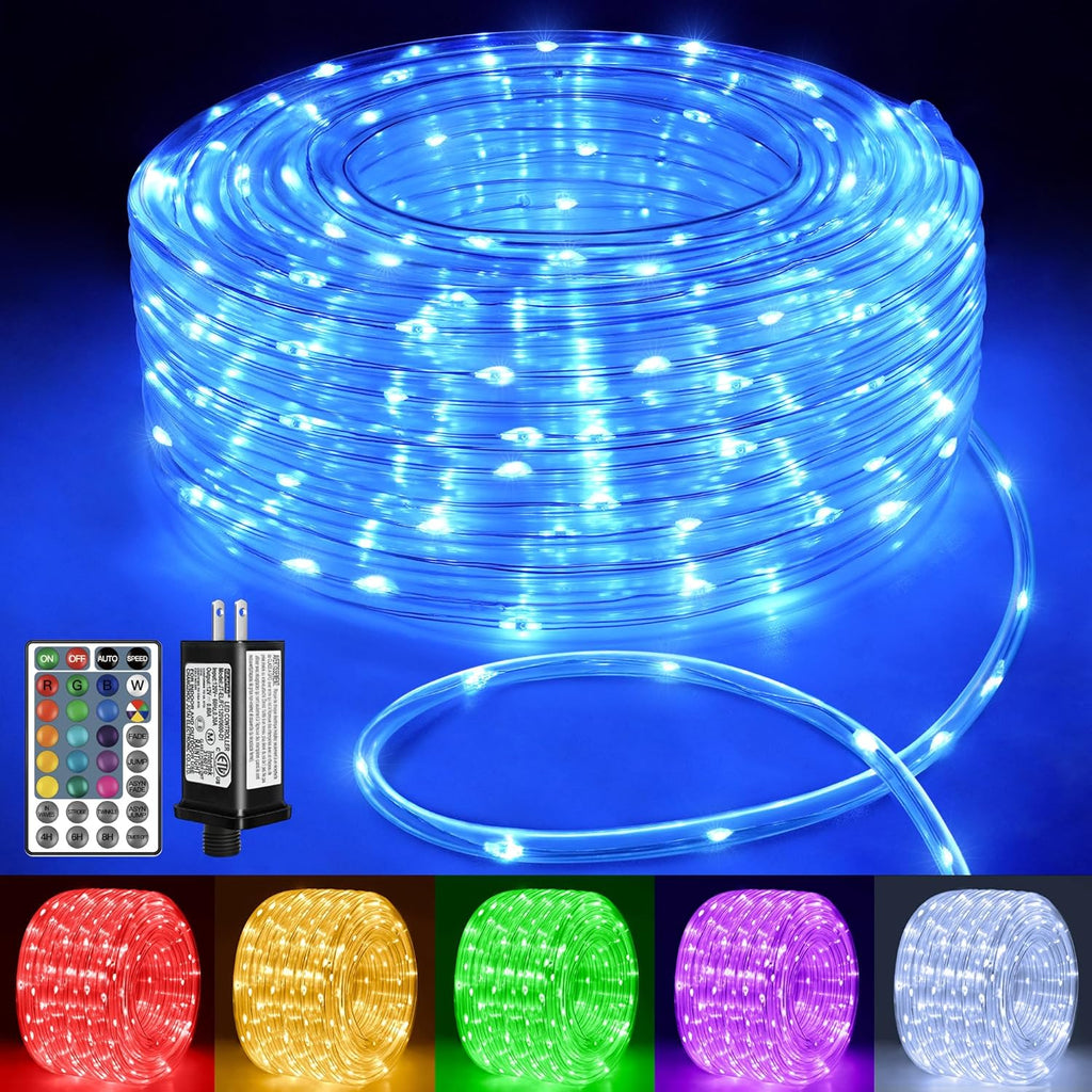 Ollny Color Changing Rope Lights - 66FT Waterproof Outdoor String Lights with Remote | 200 LED, 16 Colors