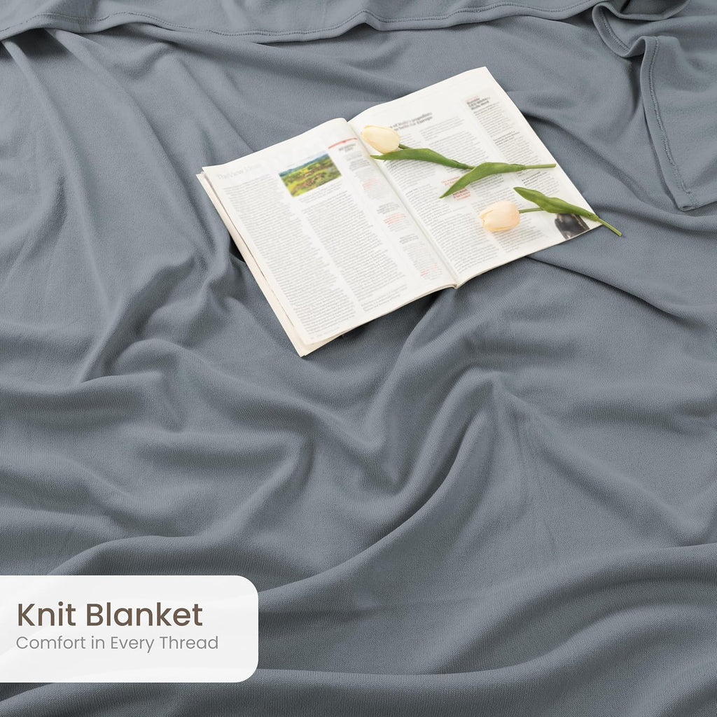 Utopia Bedding Knit Blanket - Soft Lightweight Jersey | Queen Size 90x90 Inches in Grey