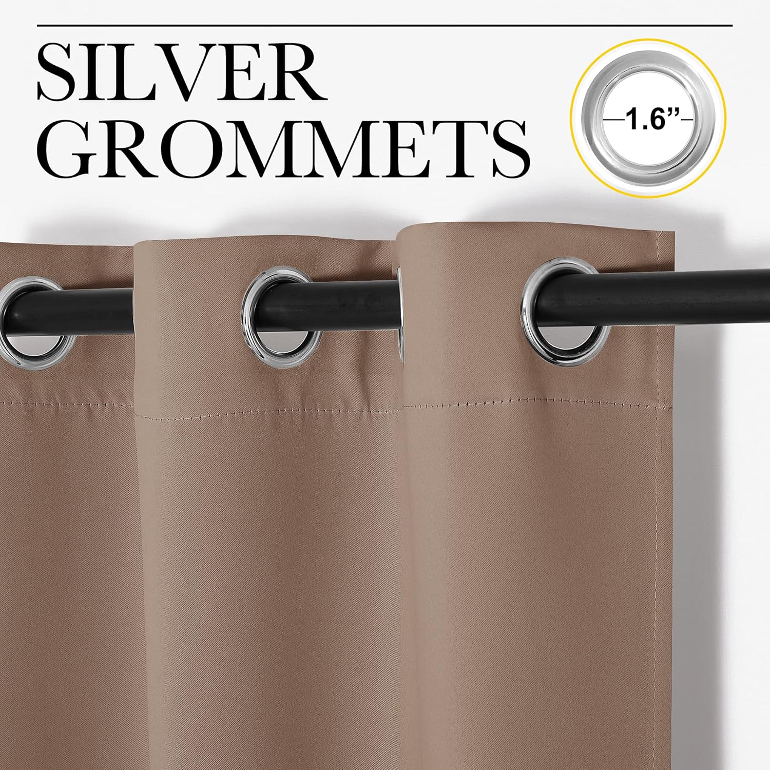 NICETOWN Blackout Window Curtains - Thermal Insulated Grommet Drapery Panels, Set of 2 (34x63 Inch, Cappuccino)