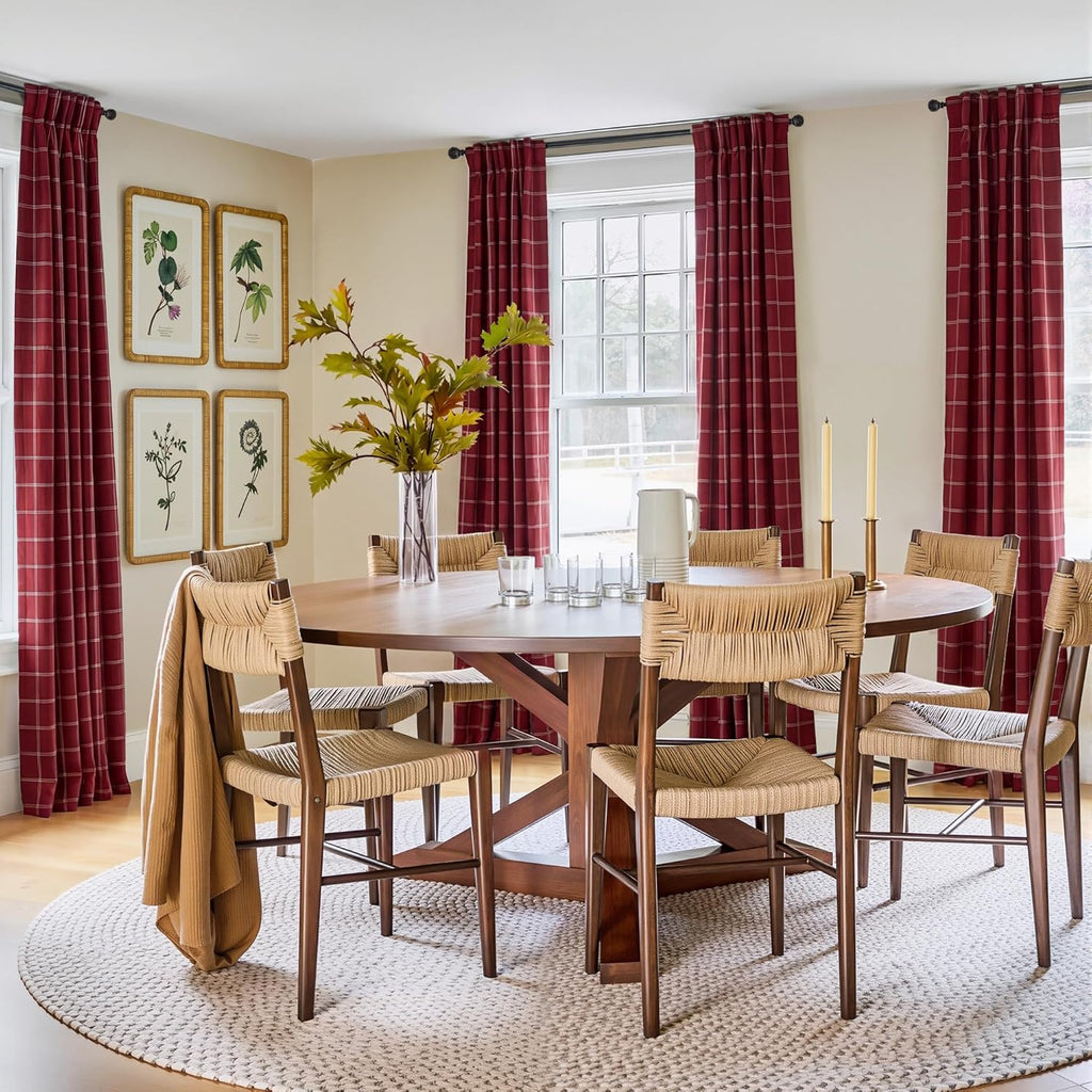 NICETOWN 100% Blackout Red Plaid Curtains - 84 Inch Long Thermal Insulated Drapes | 2 Panels Set for Living Room