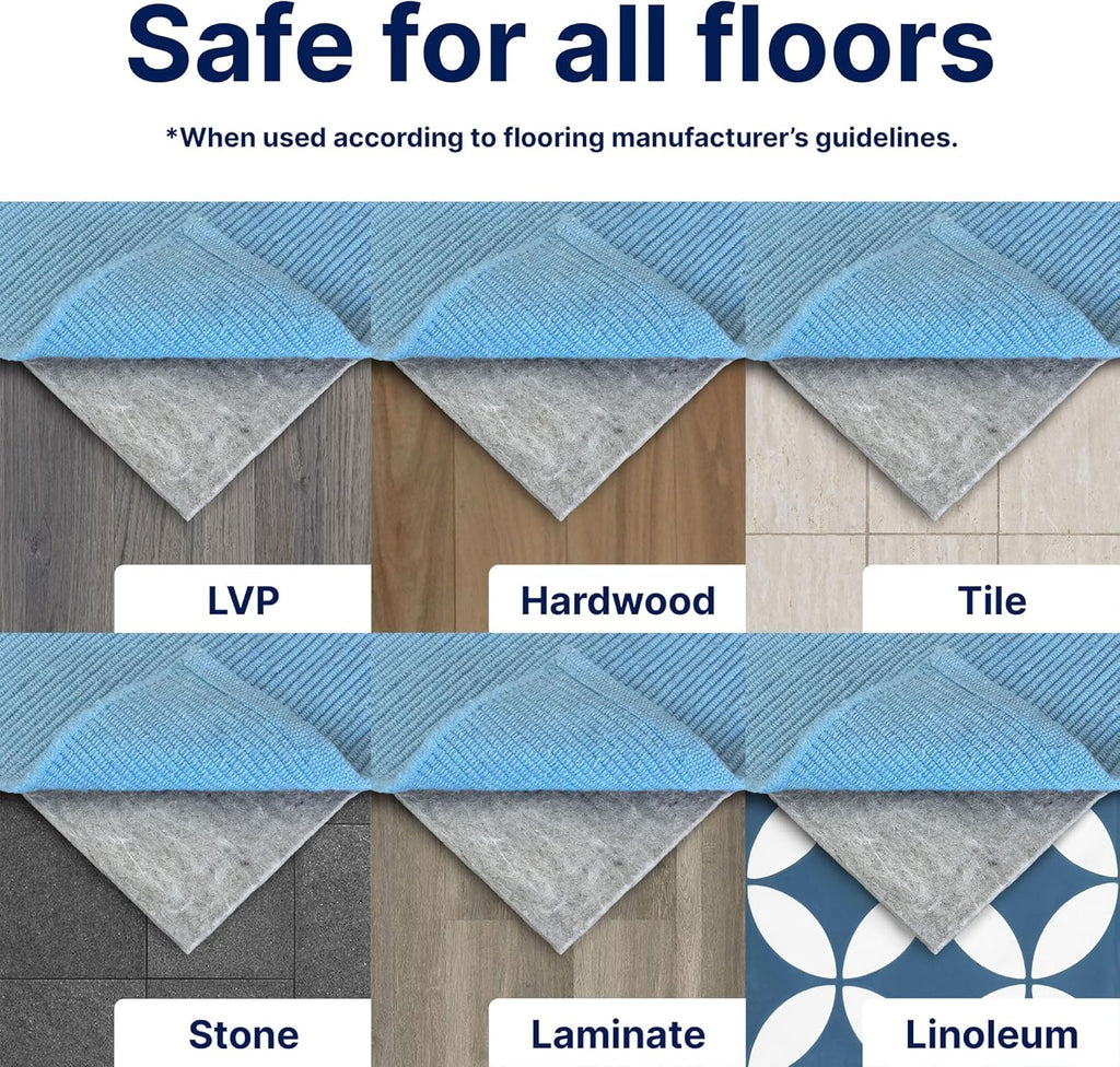 RUGPADUSA - 100% Felt Rug Pad - 1/2" Thick Cushioning for All Floors - 8'x10' Size