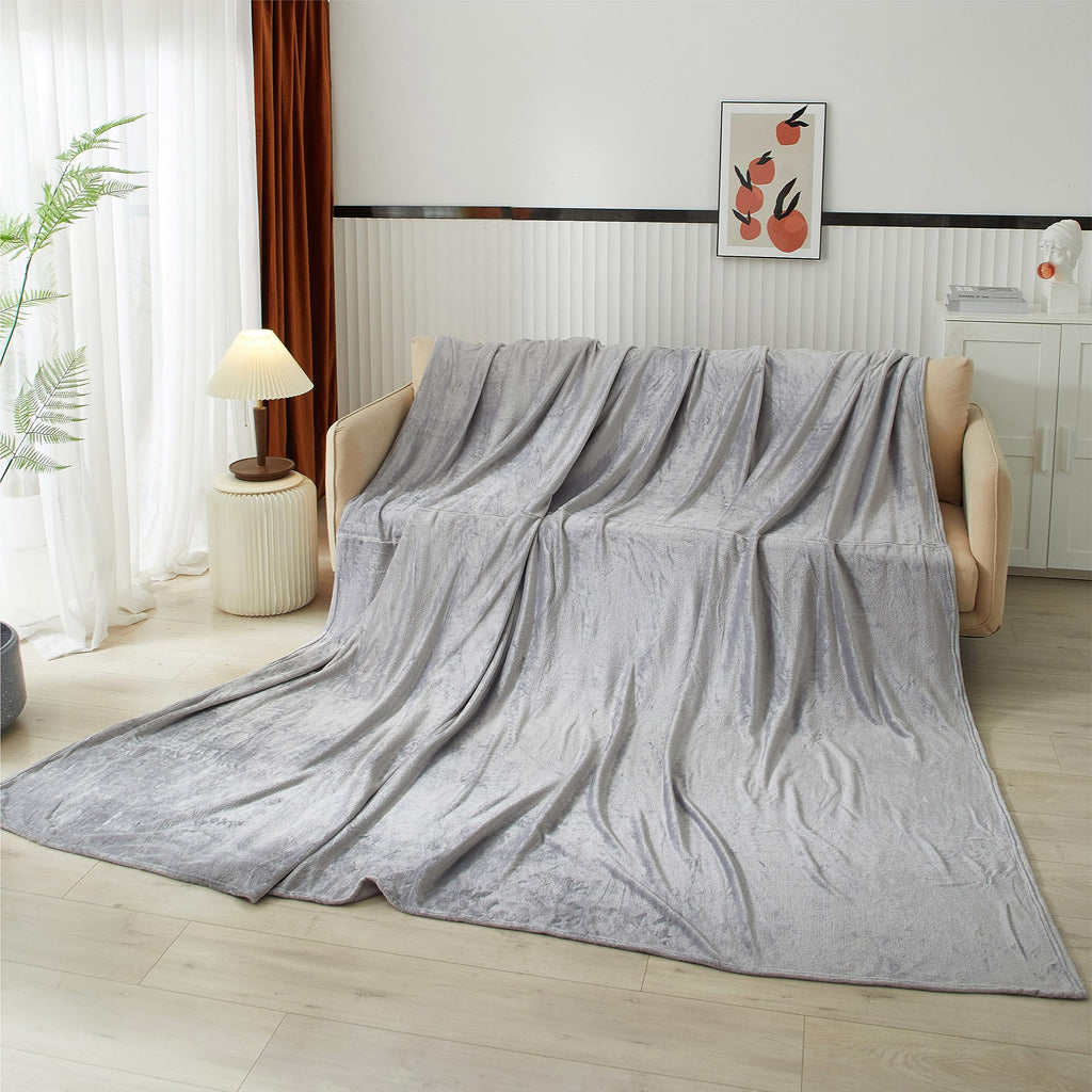 Dearfoams Oversized Super Soft Royal Plush Velvet Family Blanket for All Seasons- 10' x 10' (120"x120") - XL Blanket - Grey