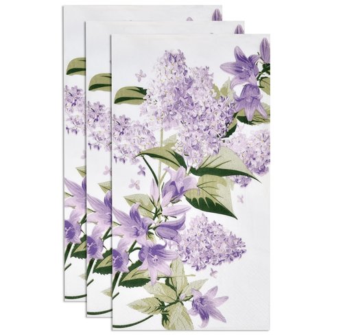 Gift Boutique 100 Lilac Floral Guest Napkins Disposable Purple Lavender Flowers Dinner Paper Hand Napkin for Spring Bathroom Powder Room Birthday Party Supplies