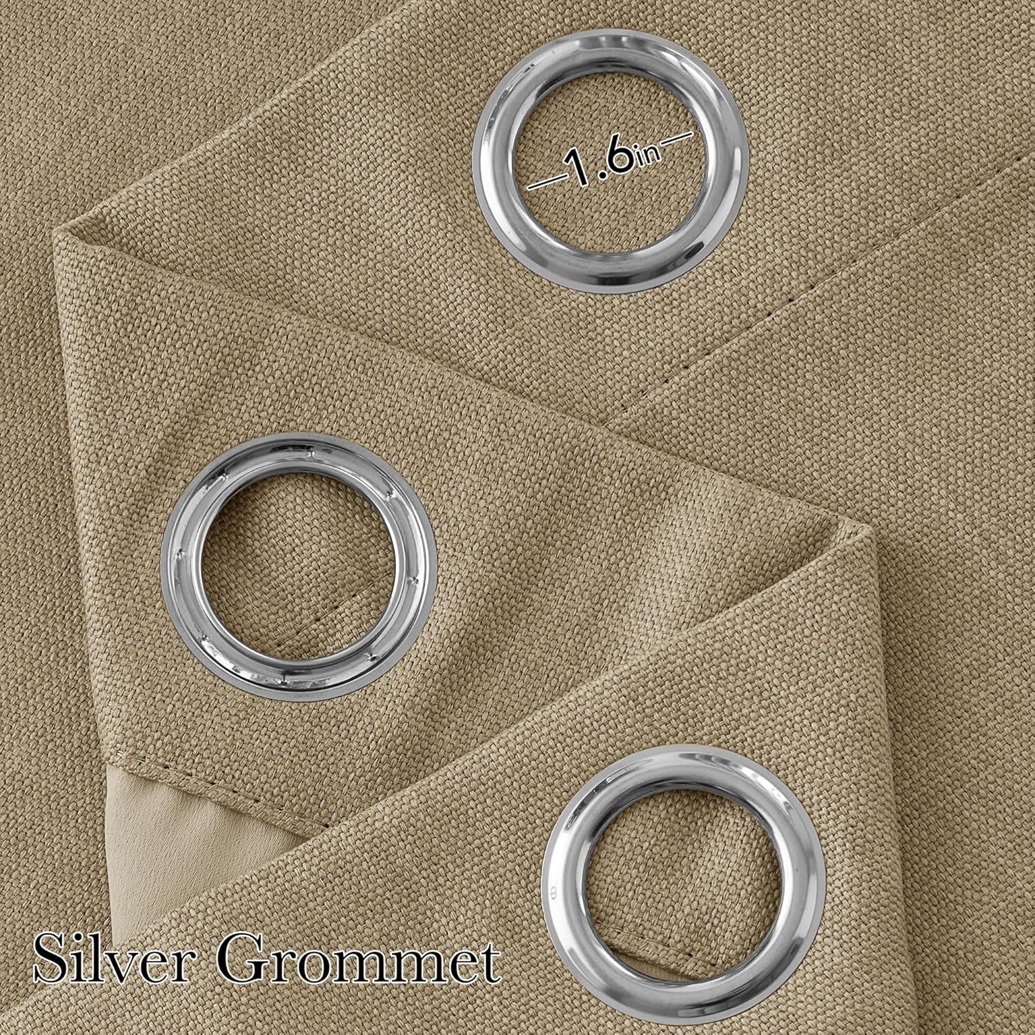 NICETOWN Blackout Curtains - Short Faux Linen Oatmeal Privacy Panels for Kitchen | 63 Inches, 2 Panels