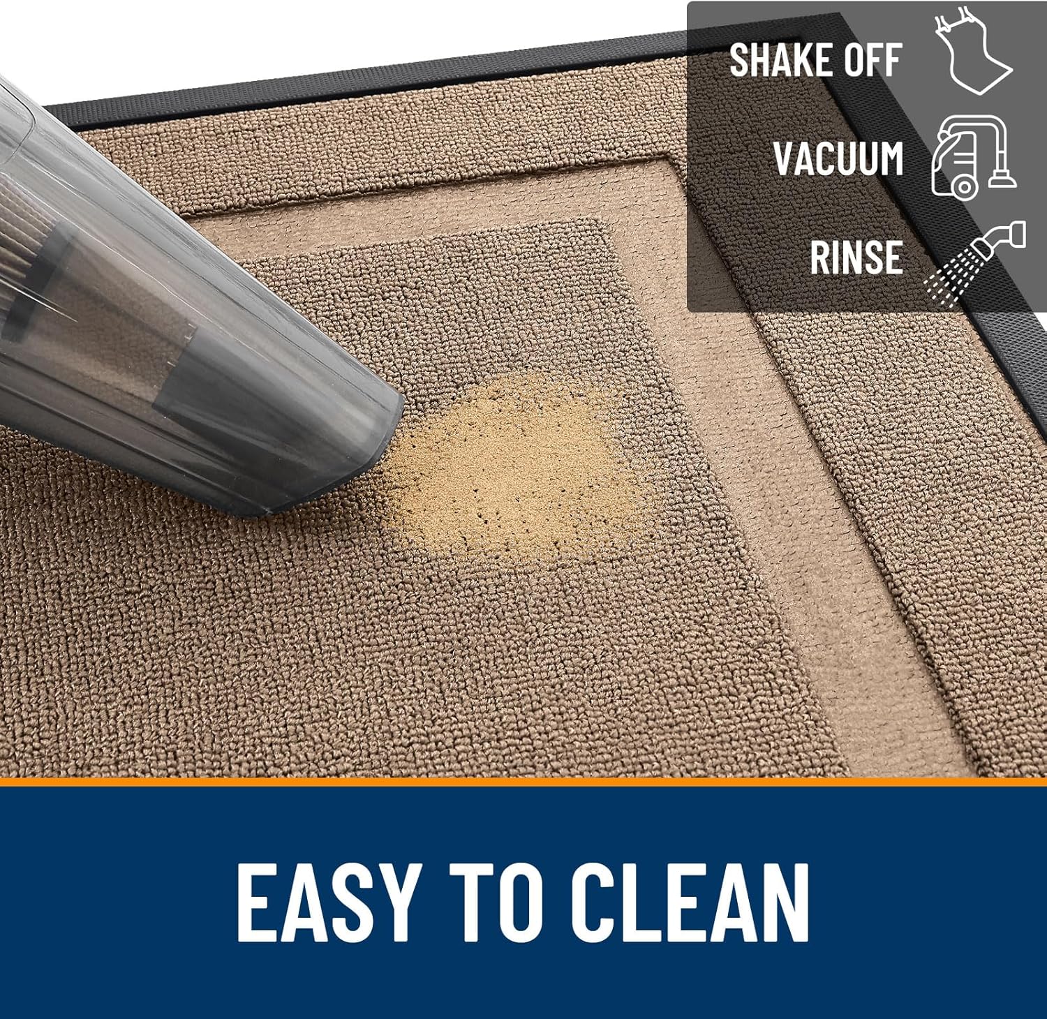 OLANLY Waterproof Front Door Mat - All-Season Natural Rubber Doormat | Easy Clean, 47x17, Mocha