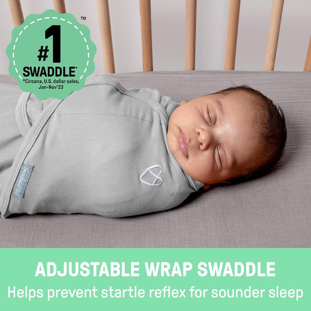 SwaddleMe by Ingenuity Baby Swaddle Blanket - 100% Cotton, 0-3 Months, Improves Sleep & Calms Reflex | Tropical Dino, 2-Pack