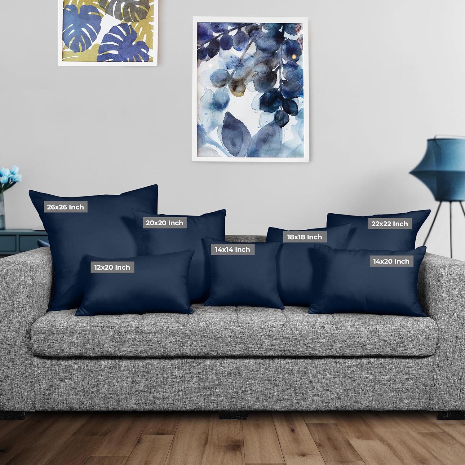 Utopia Bedding 20x20 Pillow Inserts - Set of 2 Navy Decorative Cushions for Sofa & Bed - Soft & Fluffy Support