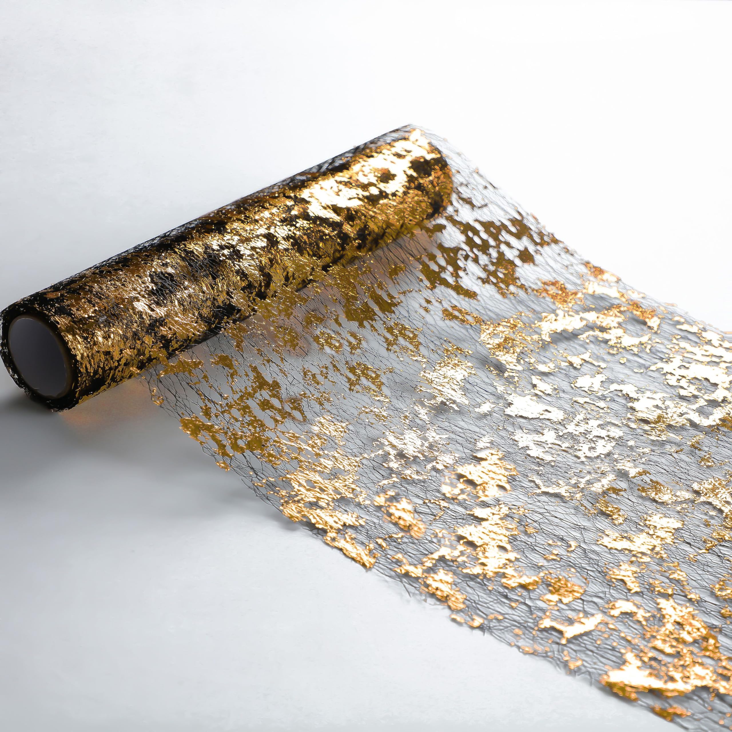 Snowkingdom Black and Gold Table Runner 100 Feet Glitter Golden Metallic Table Centerpieces Foil Runners Party Decorations for Graduation Birthday Retirement Wedding Christmas Halloween Thanksgiving