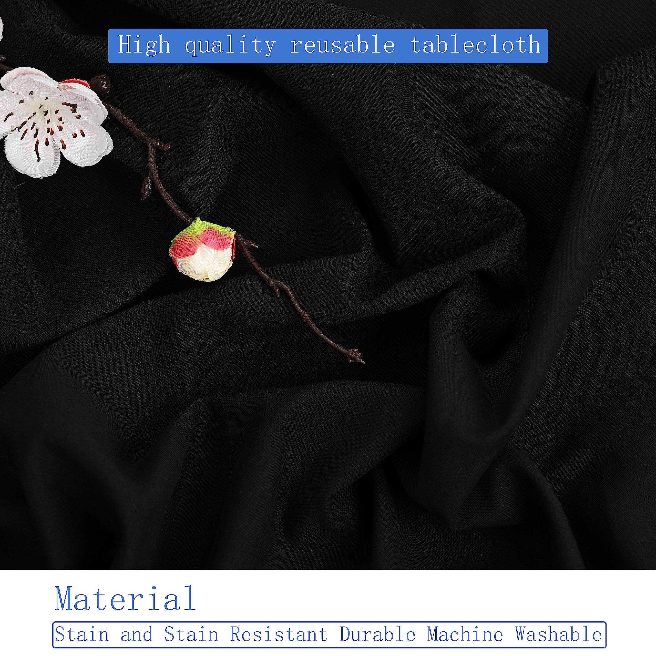 HASJOIN 10 Pack Black Tablecloths for Round Tables 90 Inch Tablecloth Round Table Cloths Polyester Tablecloths for Rectangle Tables Fabric Tablecloth Washable Tablecloth for Wedding Party