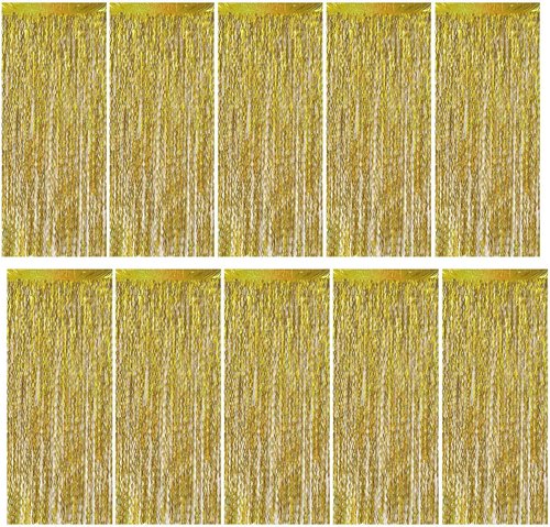 Gold Backdrop | Foil Curtain Decorations for Birthday, Bachelorette & Party Photo Booths - Streamers Included