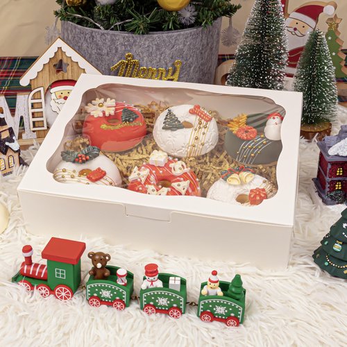 Capkyke 20pcs 8x5x2 Inch White Bakery Boxes Cookie Boxes with Window Treat Boxes Dessert boxes for Cookie,Pastry,Macaron,Donut,Muffins,Chocolate,Cupcake and Candy Gift Giving