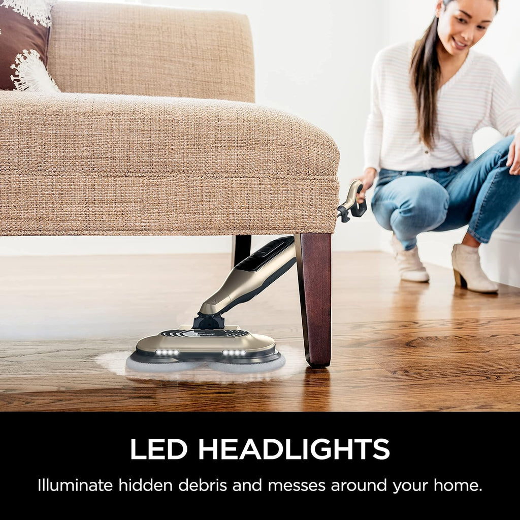 Shark S7001 Mop - Scrub & Sanitize Hard Floors with 4 Washable Pads, 3 Steam Modes & LED Headlights - Gold