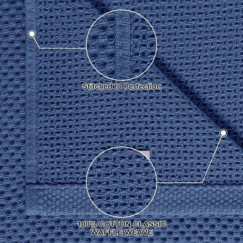 Homaxy Kitchen Towels Set - Ultra Soft 100% Cotton Dishcloths | 8-Piece Set in Navy Blue, 12x12 & 13x28 Inches