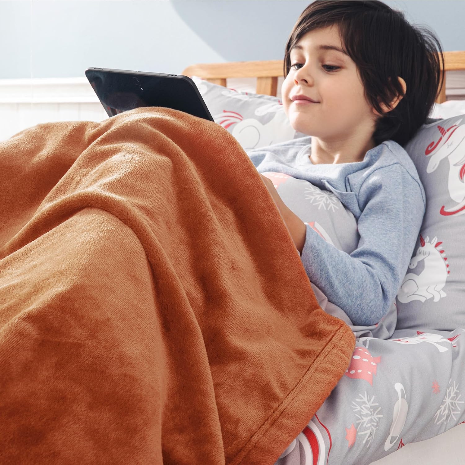 Bedsure GentleSoft Fleece Blanket - Cozy Small Throw for Kids, 43x55 Inches, Dark Orange