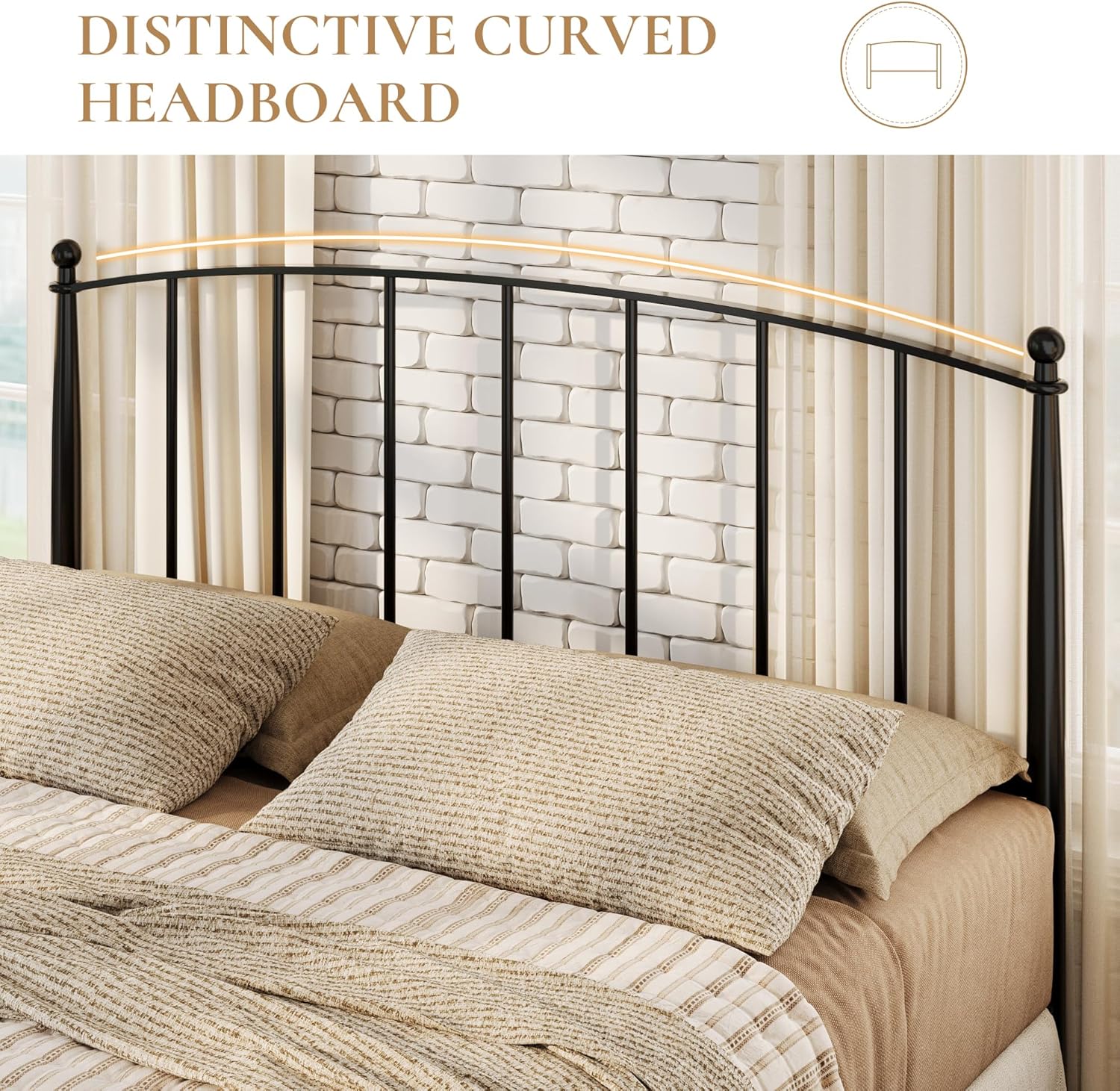 SHA CERLIN Queen Bed Frame - Metal Platform Design with Victorian Iron Headboard & Footboard | Easy Assembly, Black