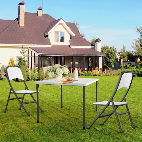 Kasunpul 34" Folding Table - Portable Square Card Table with Collapsible Legs & Carrying Handle | Ideal for Camping, Picnics, Office & Parties - White