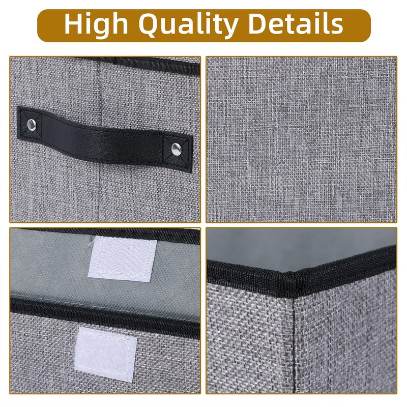 YheenLf Cloth Storage Boxes, Storage Bins with Lids, 17.7 x 11.8 x 11.8 Inch Closet Organizers for Shelves Bedroom Office Organization, Gray, 5-Pack