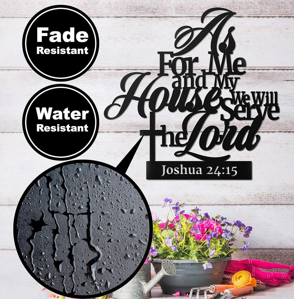 Vivegate Metal Bible Verse Wall Decor - "As For Me And My House" Christian Sign | Black