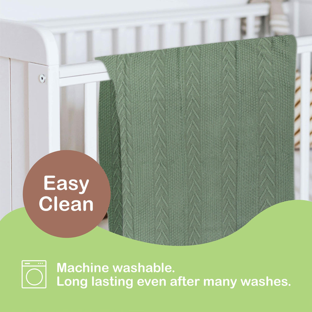 infancie Organic Cotton Knit Baby Blanket 31.5 X 43.3 Inches Soft Knitted and Breathable Baby Blanket for Boys and Girls Perfect Swaddle Baby Blankets for Boys & Girls, Infants Toddlers All Seasons