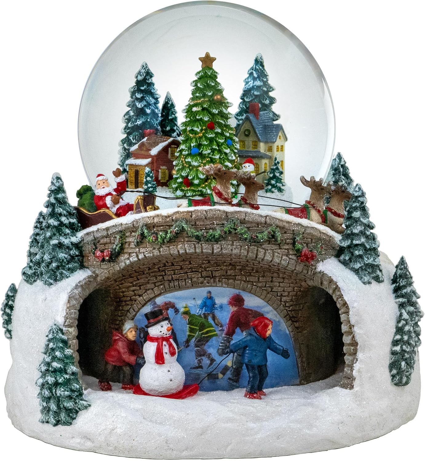 San Francisco Music Box 100MM Musical Rotating Christmas Village Snow Globe - Festive Holiday Decor