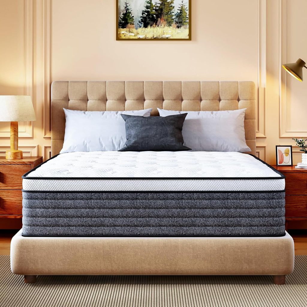Skiennix Queen Mattress - 12 Inch Hybrid Foam & Pocket Springs | Medium Feel, Pressure Relief, CertiPUR-US