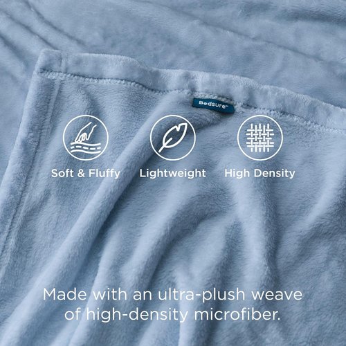 Bedsure Fleece Throw Blanket - Lightweight Plush Cozy Soft Blanket for Couch, Light Blue, 50x70 Inches