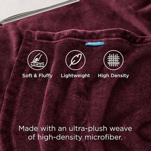 Bedsure GentleSoft Fleece Throw Blanket - Soft, Lightweight Burgundy Red 50x60 Inches Cozy Blanket for Couch & Sofa
