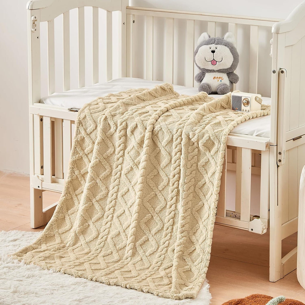 Sherpa Fleece Baby Blanket - Ultra Soft & Fluffy Premium Receiving Blanket for Infants | 30”×40” (Khaki)