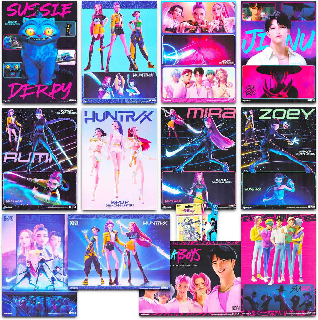 Netflix Kpop Demon Hunters Poster Book - 12 Stunning Posters & Decals for Kids' Room Decor | Perfect for Boys & Girls