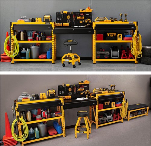 DEWALT Heavy-Duty 4-Foot Industrial Storage Rack - 3 Shelves, Metal Shelving, 4,500 lb Capacity