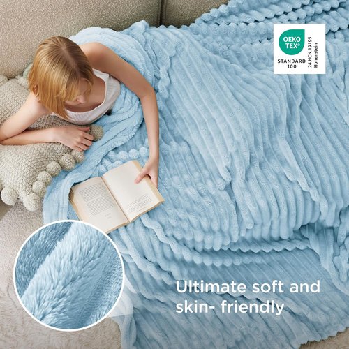 Bedsure GentleSoft Full Blanket - Cozy Light Blue Fleece Throw for Couch, Perfect Birthday Gift, 84x90 Inches