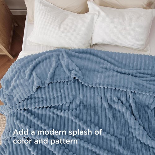Bedsure GentleSoft Queen Blanket - Cozy Blue Throw for Women | Large 90x90 Inches for Fall Comfort