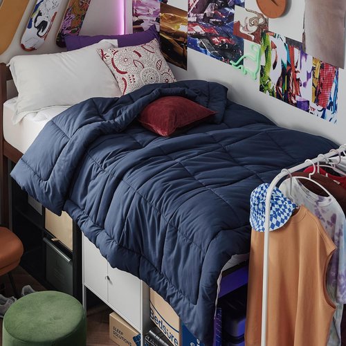 Bedsure Comforter Duvet Insert - Quilted Twin Size All-Season Down Alternative Bedding | Navy Blue 88 x 68 Inches