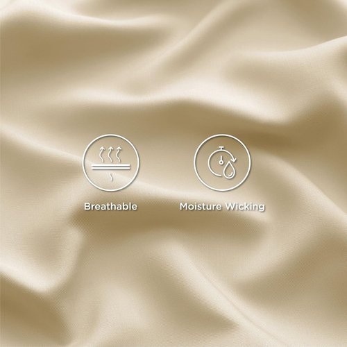 Bedsure Cooling Twin Sheets - Breathable & Soft Rayon from Bamboo | Deep Pocket Up to 16 Inches, Alabaster Gleam