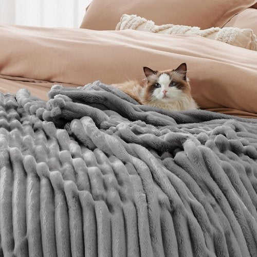 Bedsure GentleSoft Fleece Blanket - Cozy Frost Gray Throw for Couch, Perfect for Women & Girls, 90x90 Inches