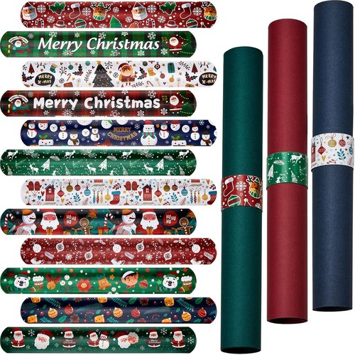 Lewtemi Christmas Wrapping Paper Roll Holder Clips - 24 Pcs | 12 Designs for Easy Holiday Gift Organization