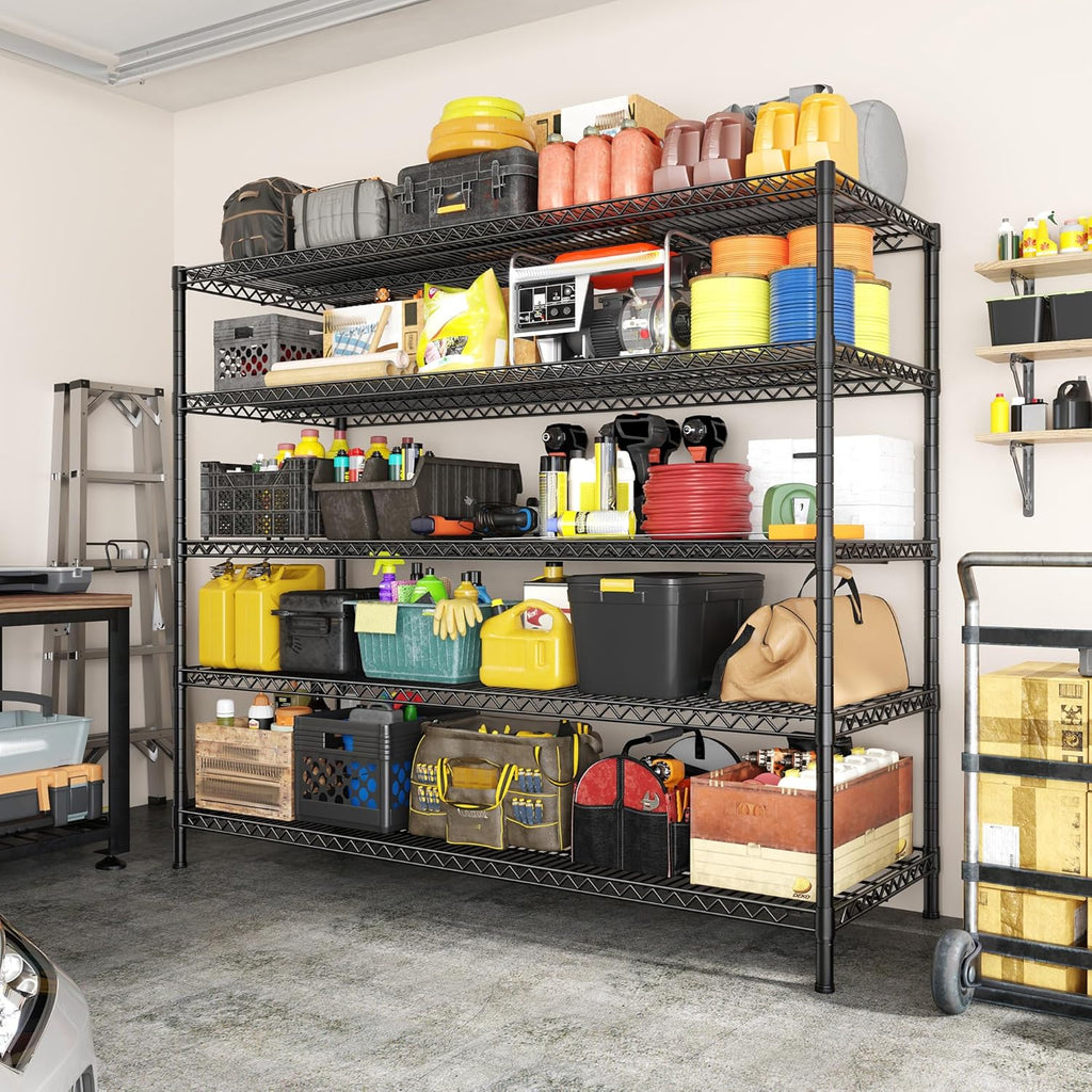 REIBII Heavy-Duty 5-Tier Storage Shelves - Adjustable Metal Shelving Unit for Garage & Pantry | 55.5" W x 18" D x 71" H