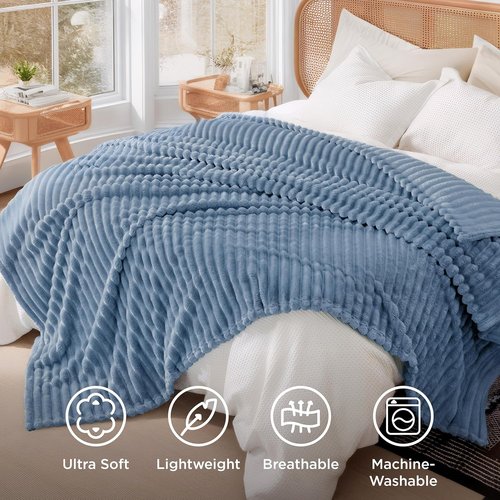 Bedsure GentleSoft Queen Blanket - Cozy Blue Throw for Women | Large 90x90 Inches for Fall Comfort