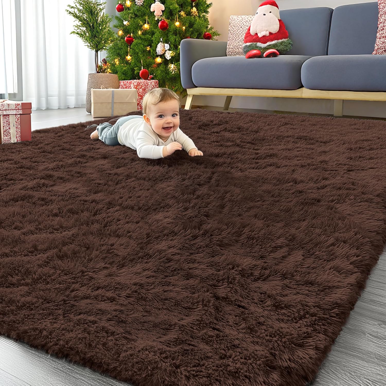 OLANLY Large Area Rug - Soft Fluffy Shaggy Indoor Carpet for Living Room & Bedroom | 6x9 ft, Machine Washable