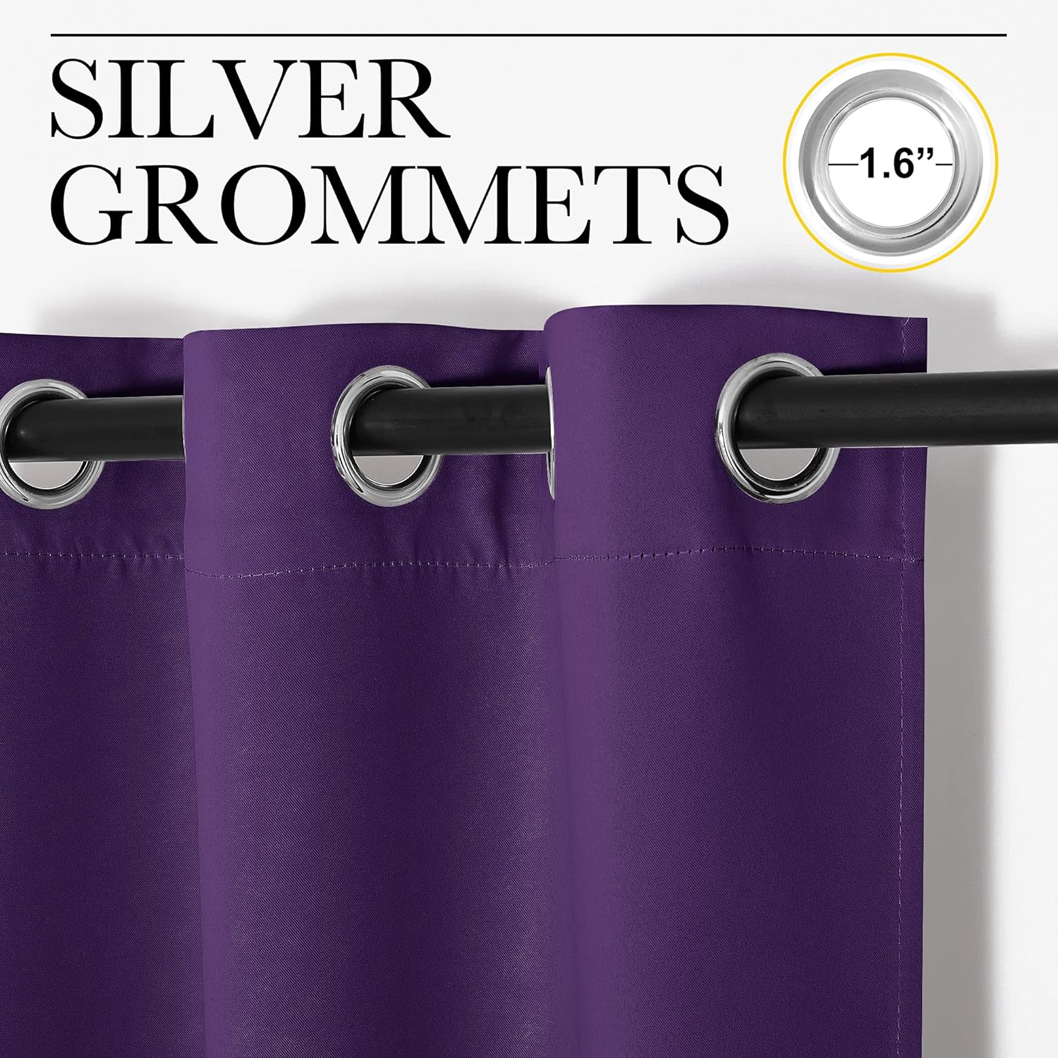NICETOWN Thermal Insulated Blackout Curtains - Triple Weave Solid Ring Top Drapes | Set of 2, 29 x 45 Inch, Royal Purple