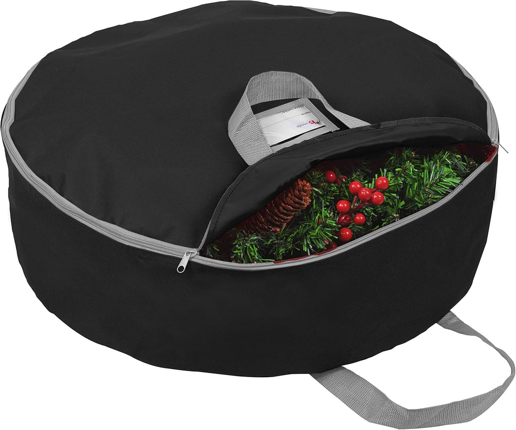 Primode Heavy Duty Christmas Wreath Storage Bag - Extra Large 48" Container in Durable 600D Oxford Polyester (Black)