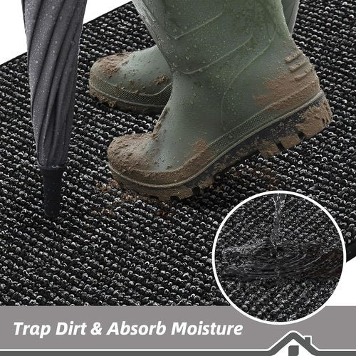 BEQHAUSE Dirt Trapper Door Mat - Non-Slip, Washable, Dirt Resistant | 24" x 36", Black Entryway Mat