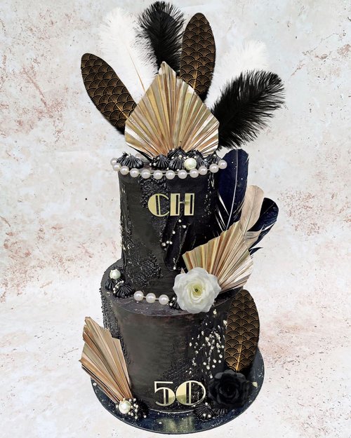 JeVenis Feather Cake Decoration Gatsby Cake Decoration Prom Cake Decorations Rose Cake Topper Roaring 20s Cake Decorations
