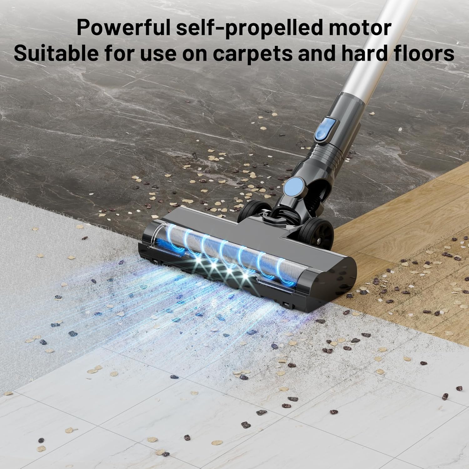 VIPSUN Cordless Vacuum Cleaner - Lightweight 6-in-1 Stick Vacuum with LED Screen for Carpets & Pet Hair