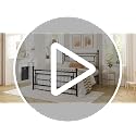 Queen Size Metal Platform Bed Frame with Victorian Headboard - Gold