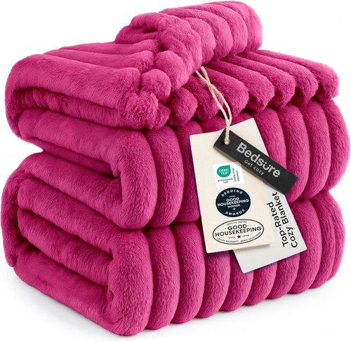 Bedsure GentleSoft Hot Pink Fleece Blanket - Cozy Soft Throw for Couch, Perfect for Women & Girls, 108x90 Inches