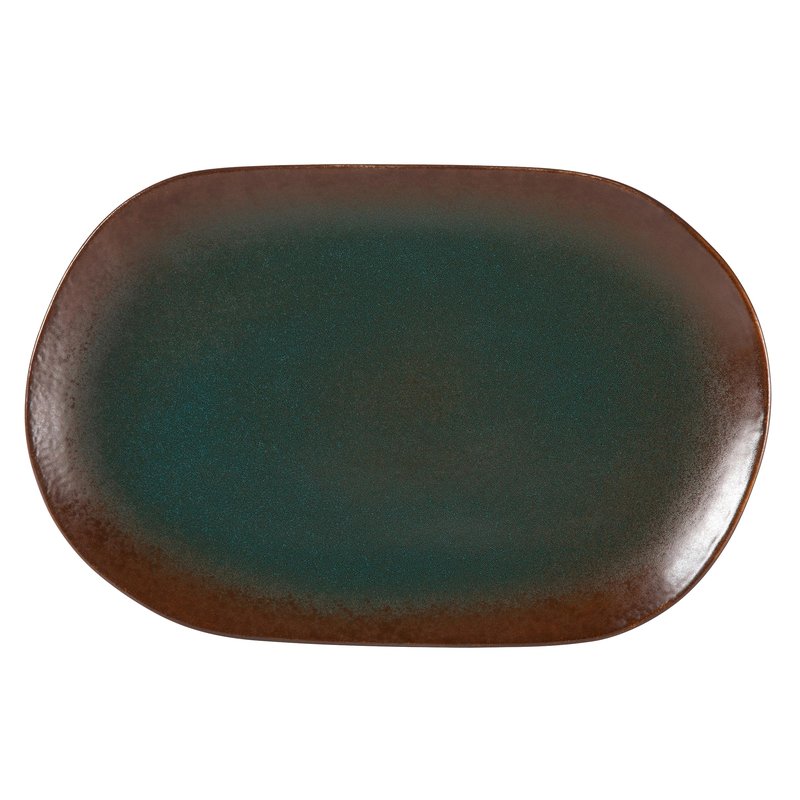 Bloomhouse - Two Time Oprah's Favorite Things Winner - Palermo Sun 2 Piece Serving Bowl and Oval Platter Stoneware Reactive Glaze Serveware Set - Agave Blue