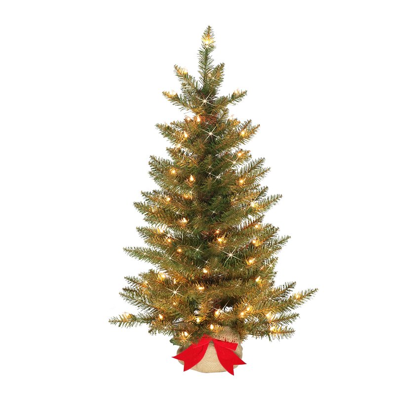 Puleo International Pre-Lit Slim Fraser Fir Artificial Christmas Tree, Green