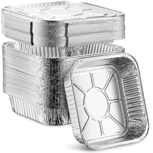 MontoPack 8" Disposable Aluminum Foil Baking Pans - Perfect for Broiling & Meal Prep | 20 Pack with Lids