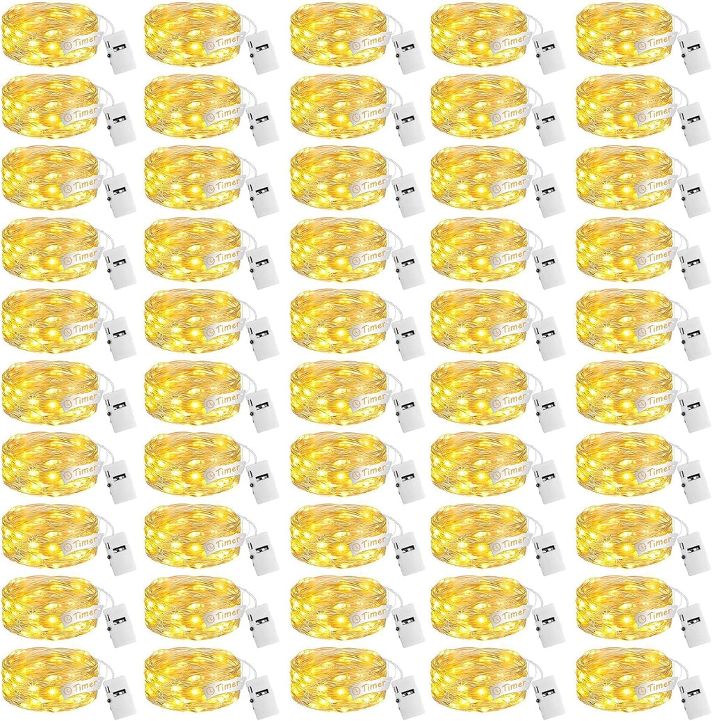 Skiennix 50-Pack Fairy Lights - 7ft Battery Operated Twinkle Lights with Timer | Warm White Decor for Christmas Trees, Parties & DIY Projects